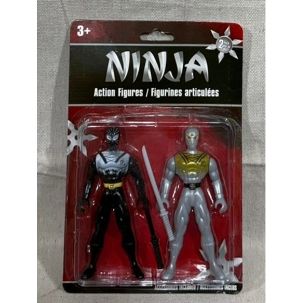 Ninja Action Figures 2 Pack Greenbrier International Black Grey Articulated Toys